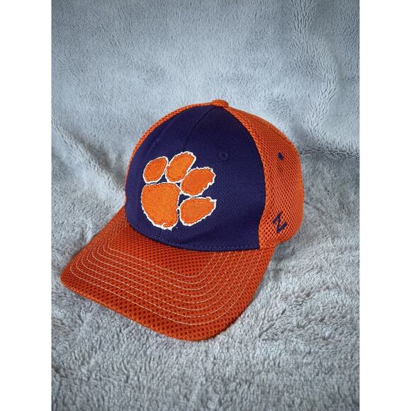 Clemson Tigers Fitted Hat Cap Zephyr Size Medium Large Orange Purple Mesh - Picture 1 of 7